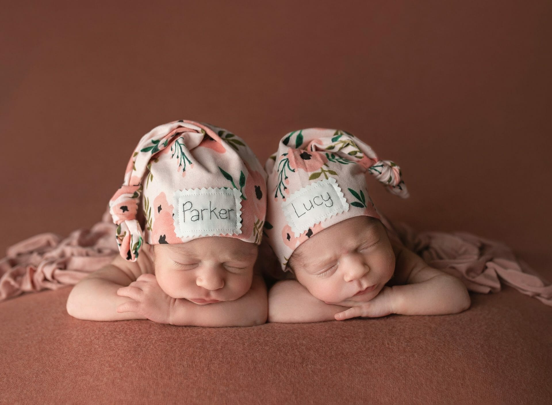 twin baby girls personalized floral hats