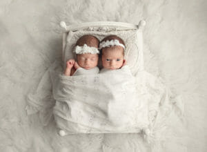 Newborn baby girls twin photo session