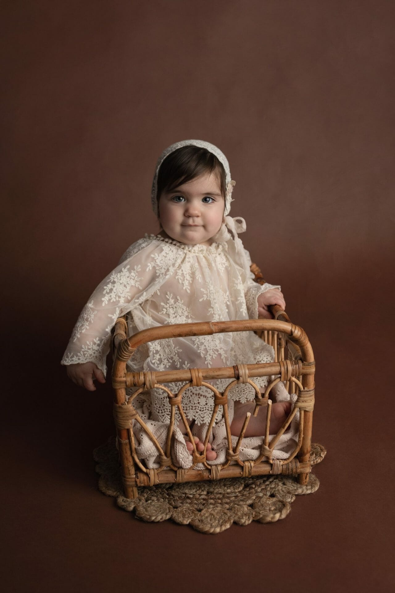 one year twin girl vintage basket