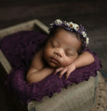 purple flower halo newborn photo shoot